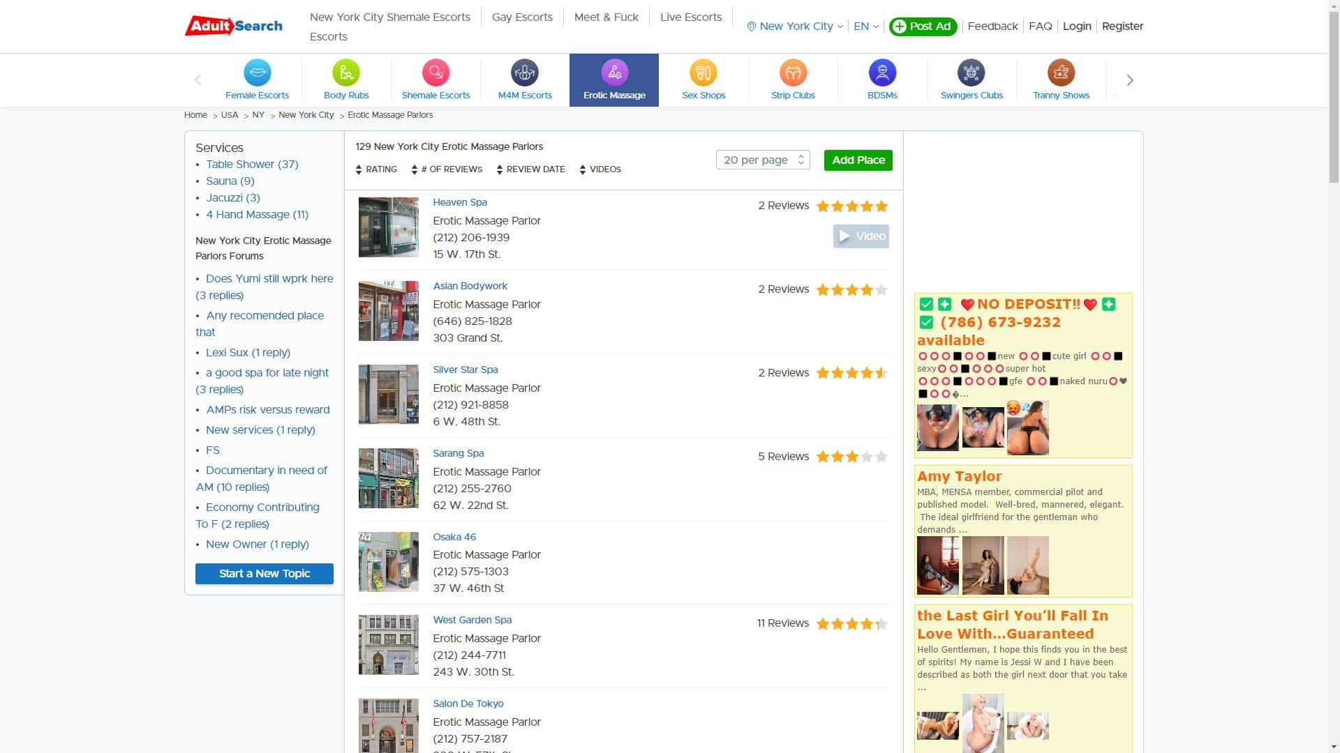 Screenshot of Adultsearch Massage