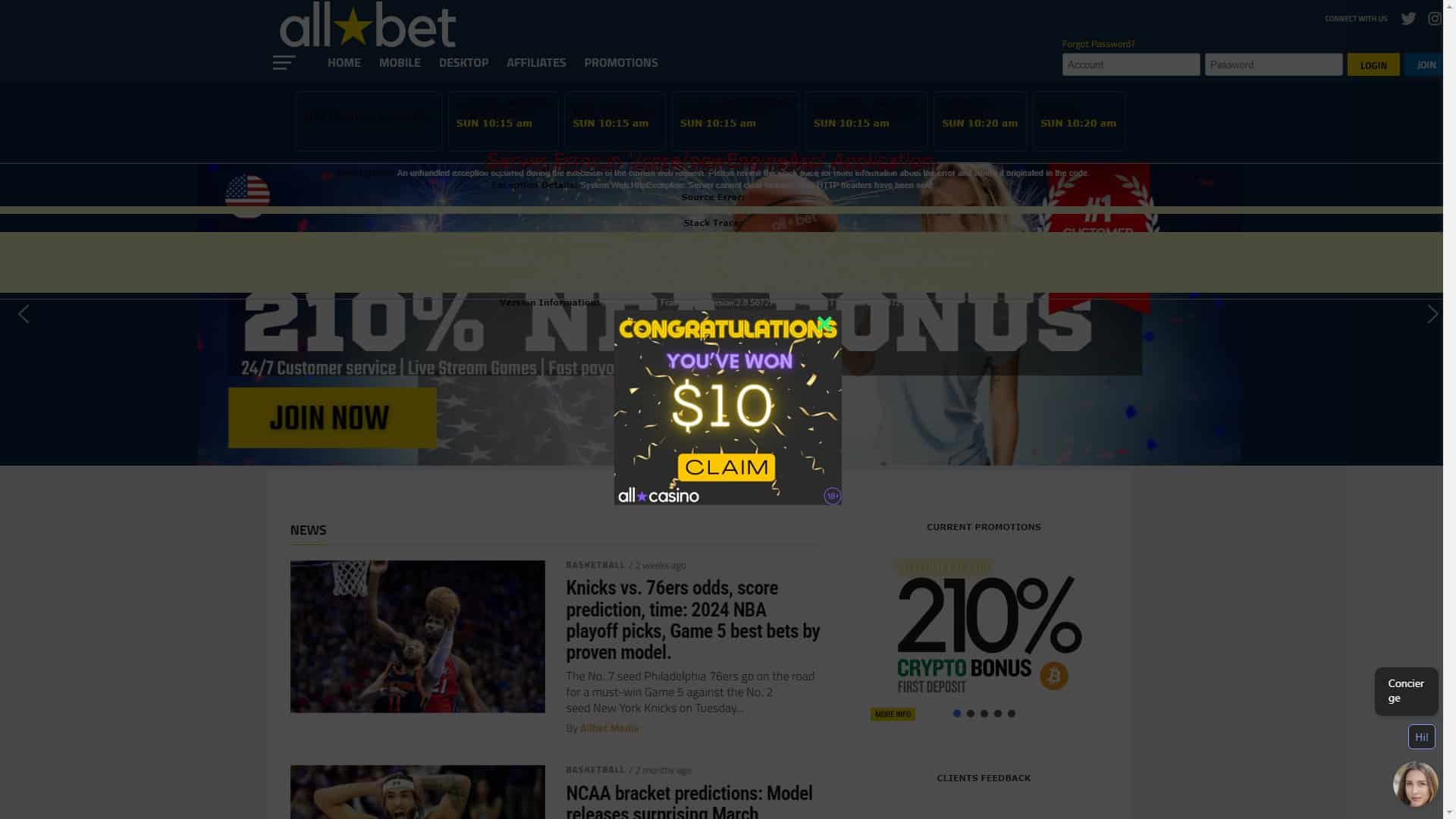Screenshot of Allbet