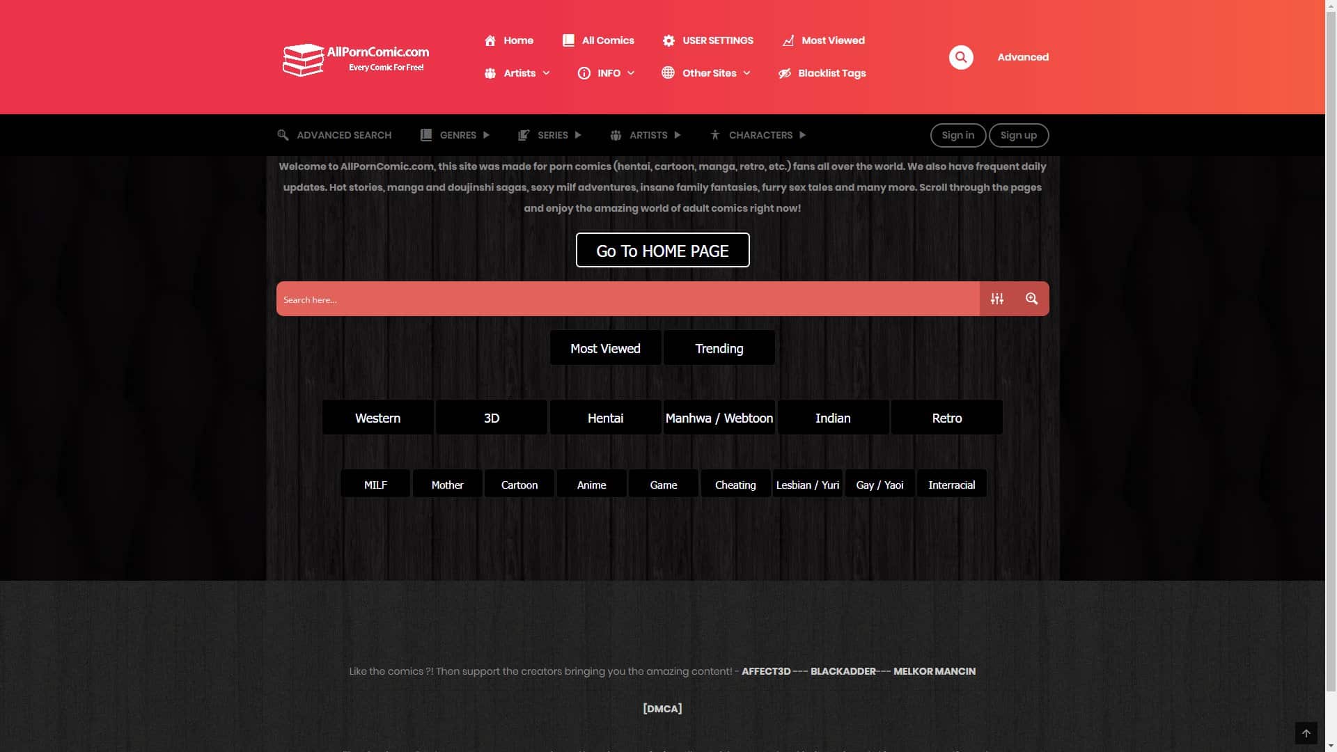 Screenshot of Allporncomic