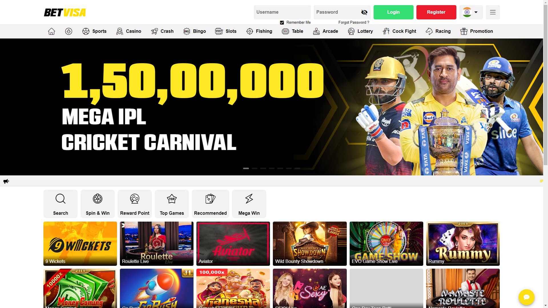 Screenshot of Betvisa