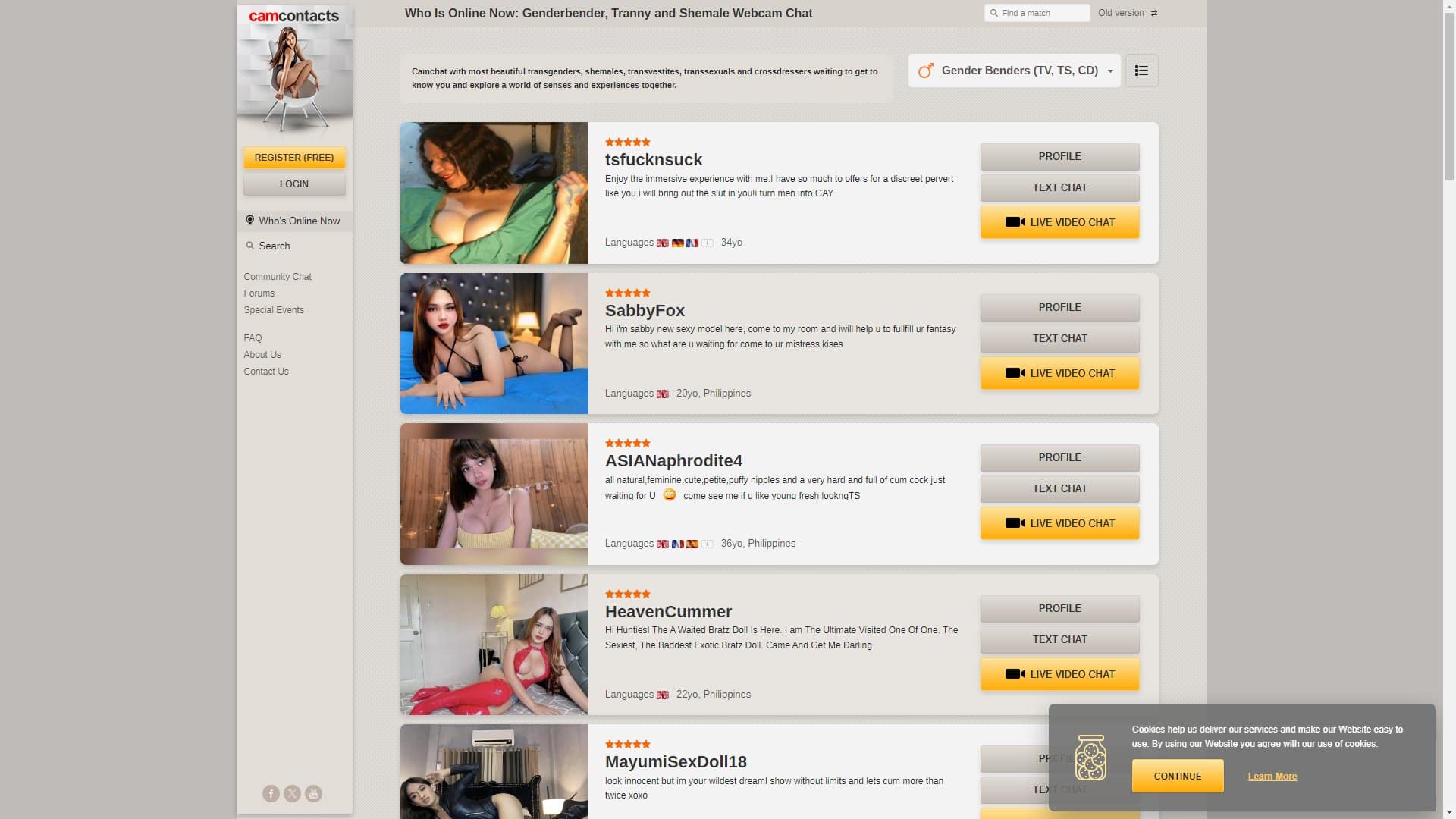 Screenshot of Camcontacts Trans