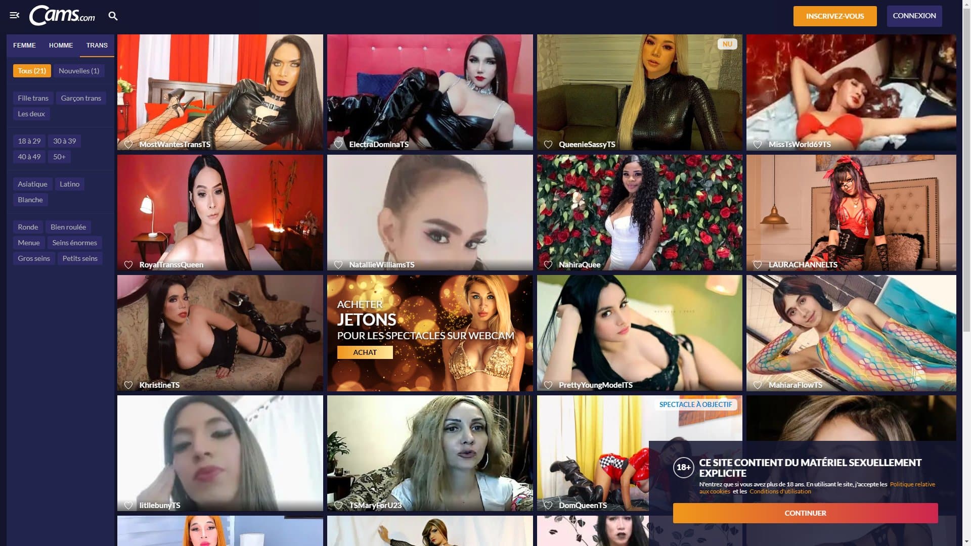 Screenshot of Cams.Com Trans