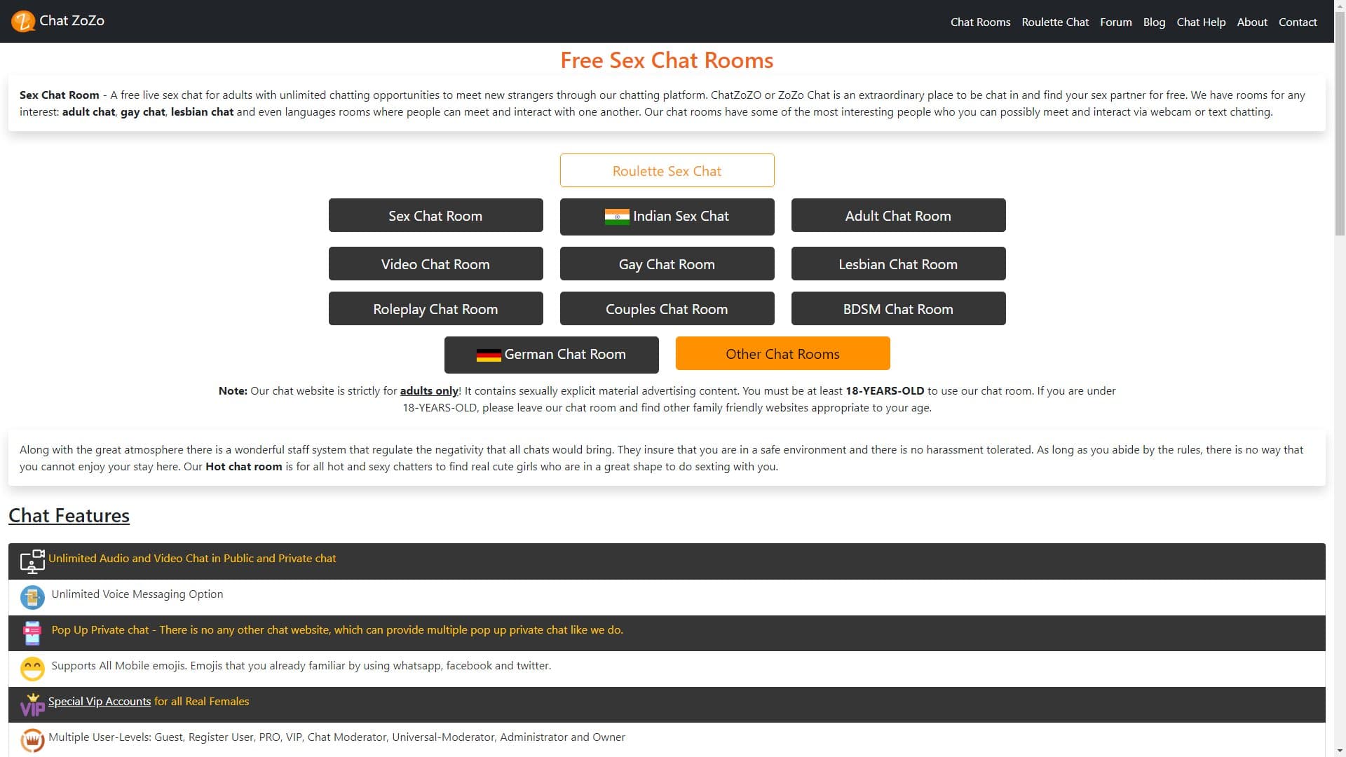 Screenshot of Chat Zozo