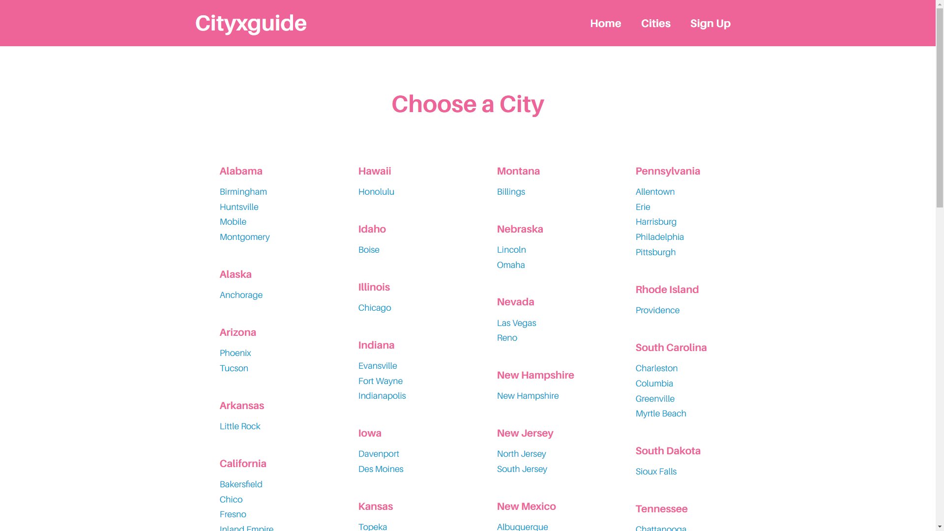 Screenshot of Cityxguide