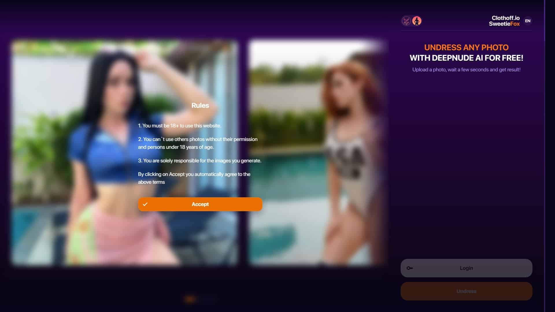 Screenshot of Clothoff (Fake)