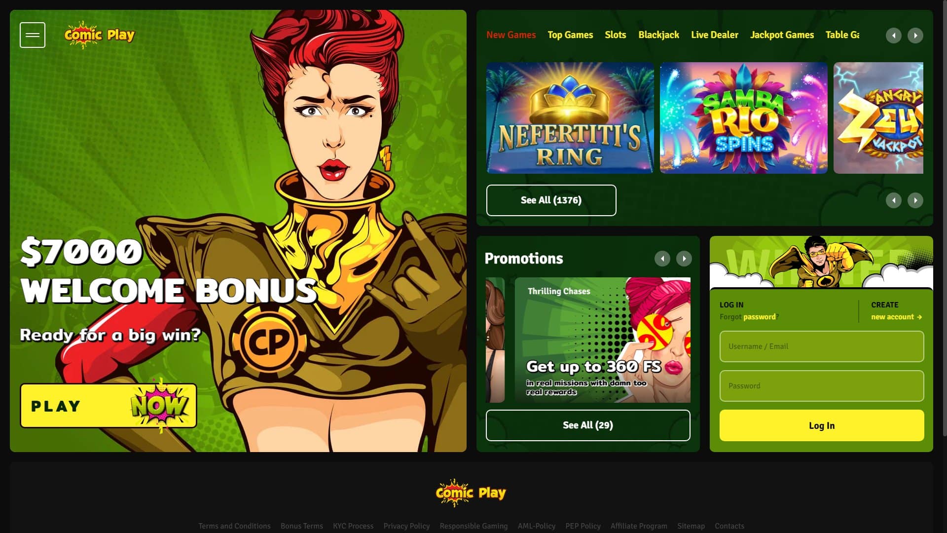 Screenshot of Comic Play Casino