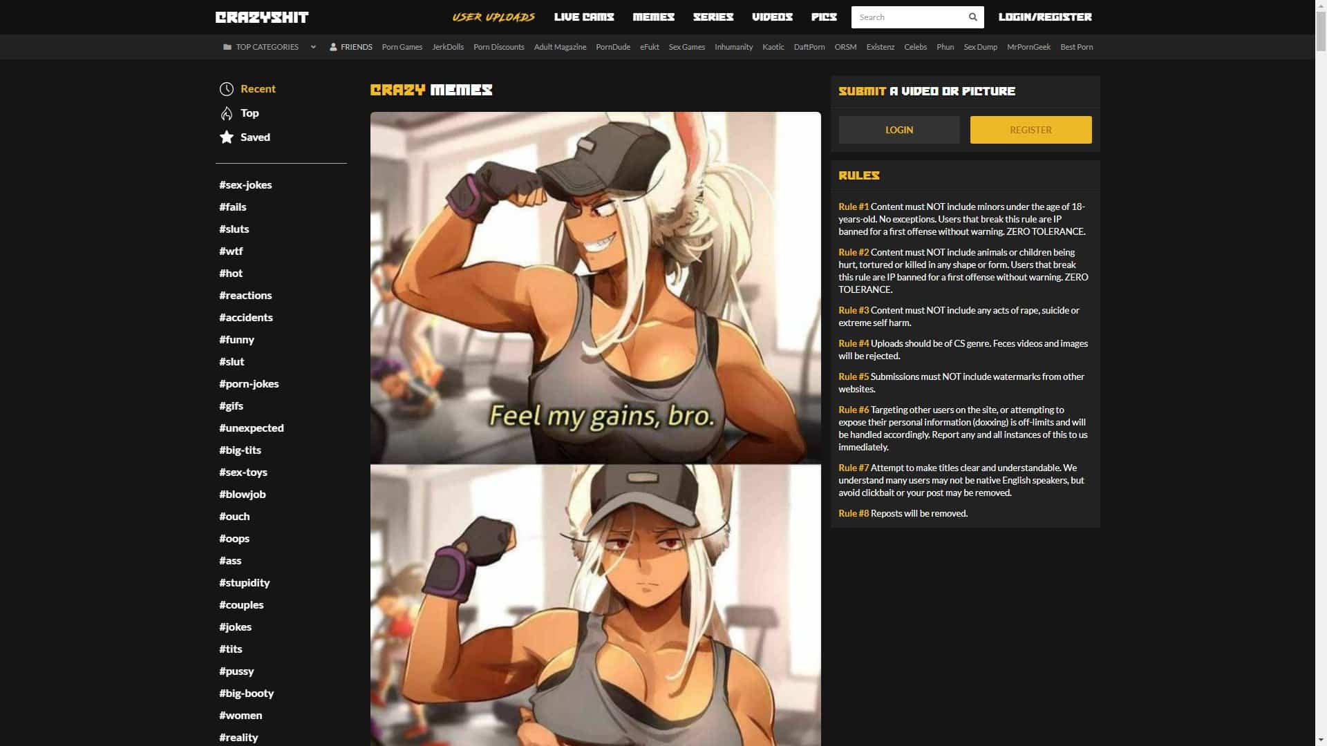 Screenshot of Crazyshit Porn Memes