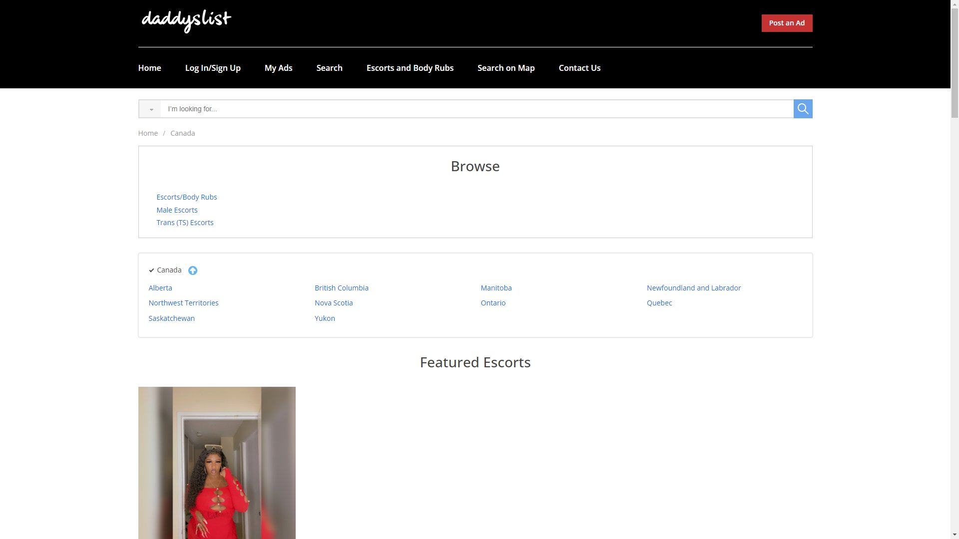 Screenshot of Daddyslist