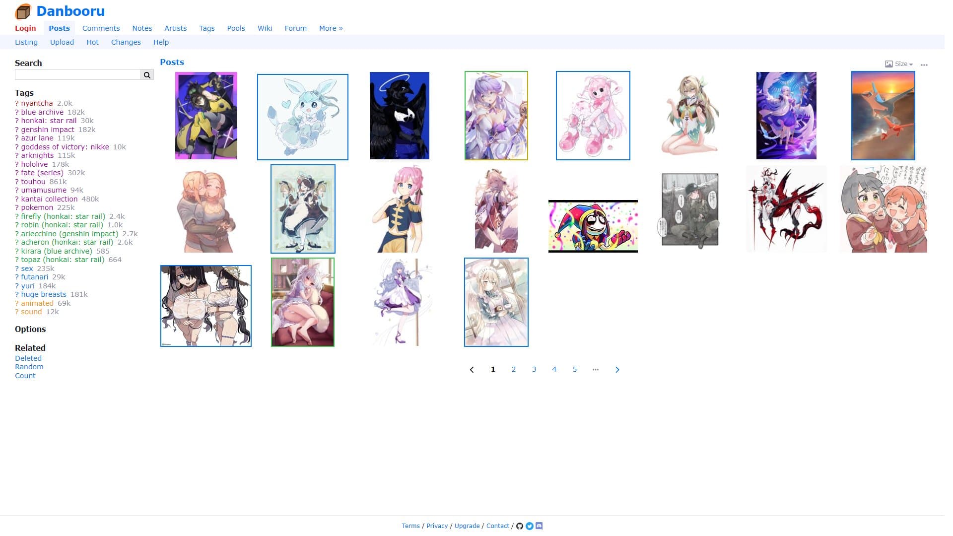 Screenshot of Danbooru