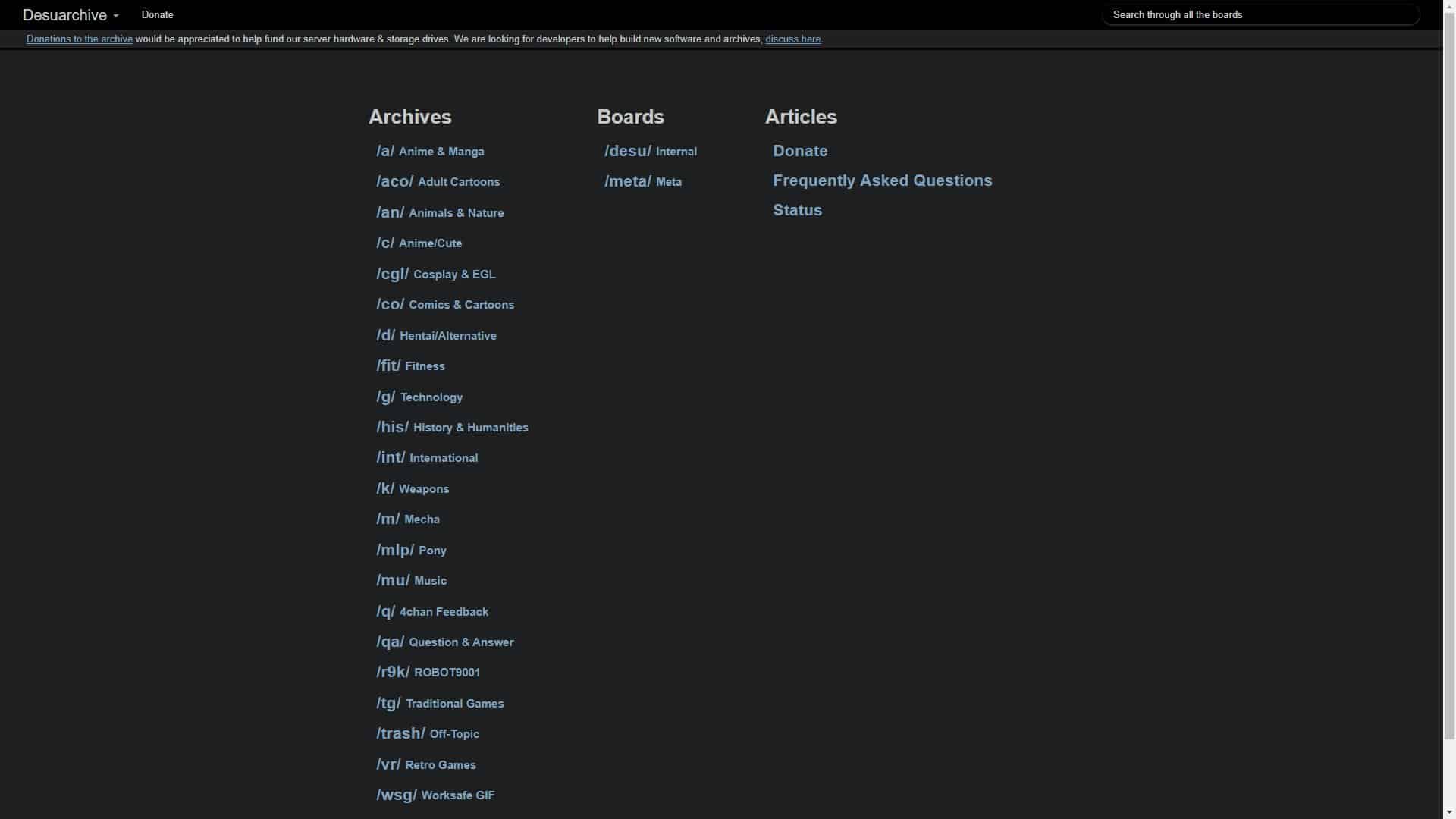 Screenshot of Desuarchive