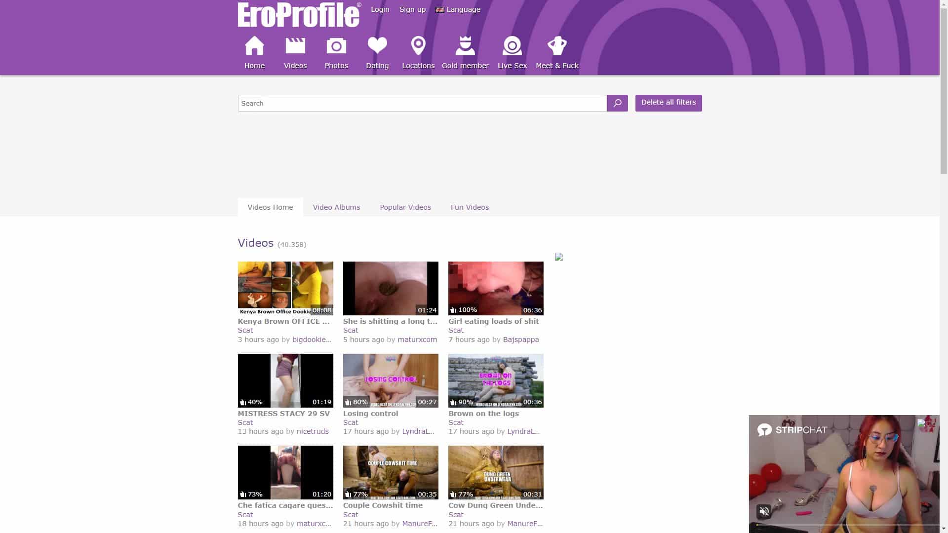 Screenshot of Eroprofile Scat