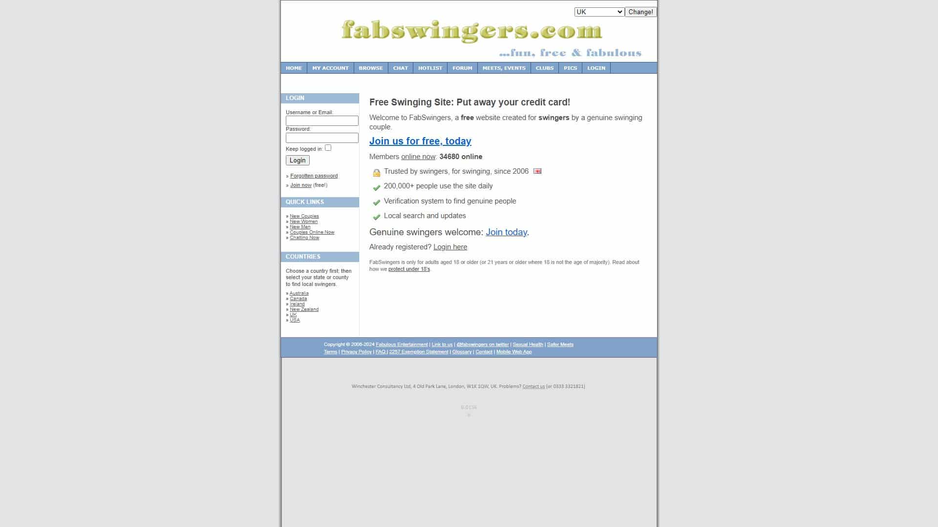 Screenshot of Fabswingers