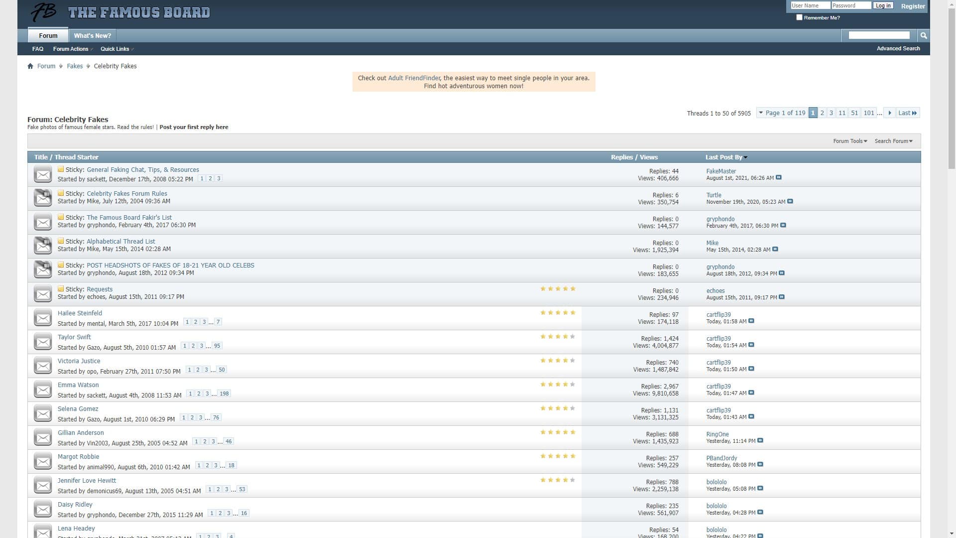Screenshot of Famousboard (Fake)