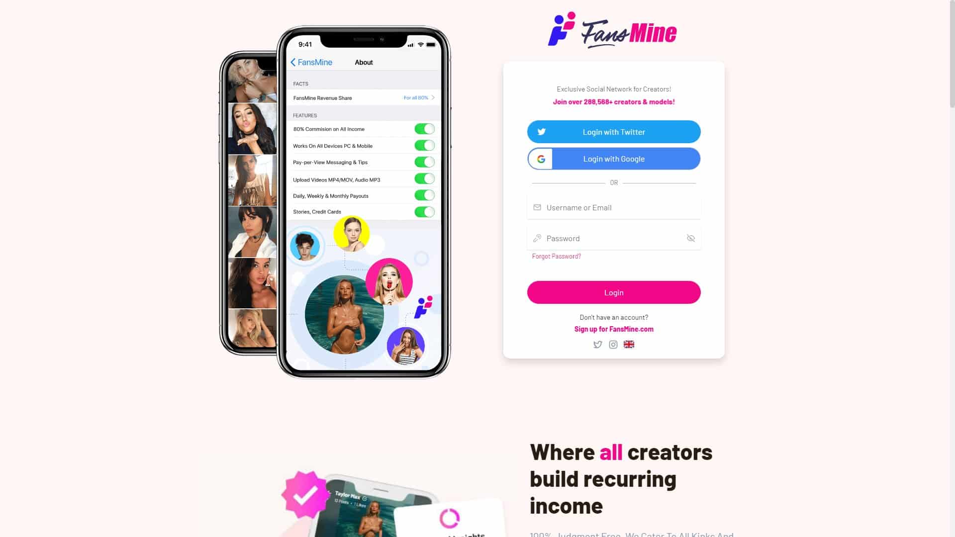 Screenshot of Fansmine