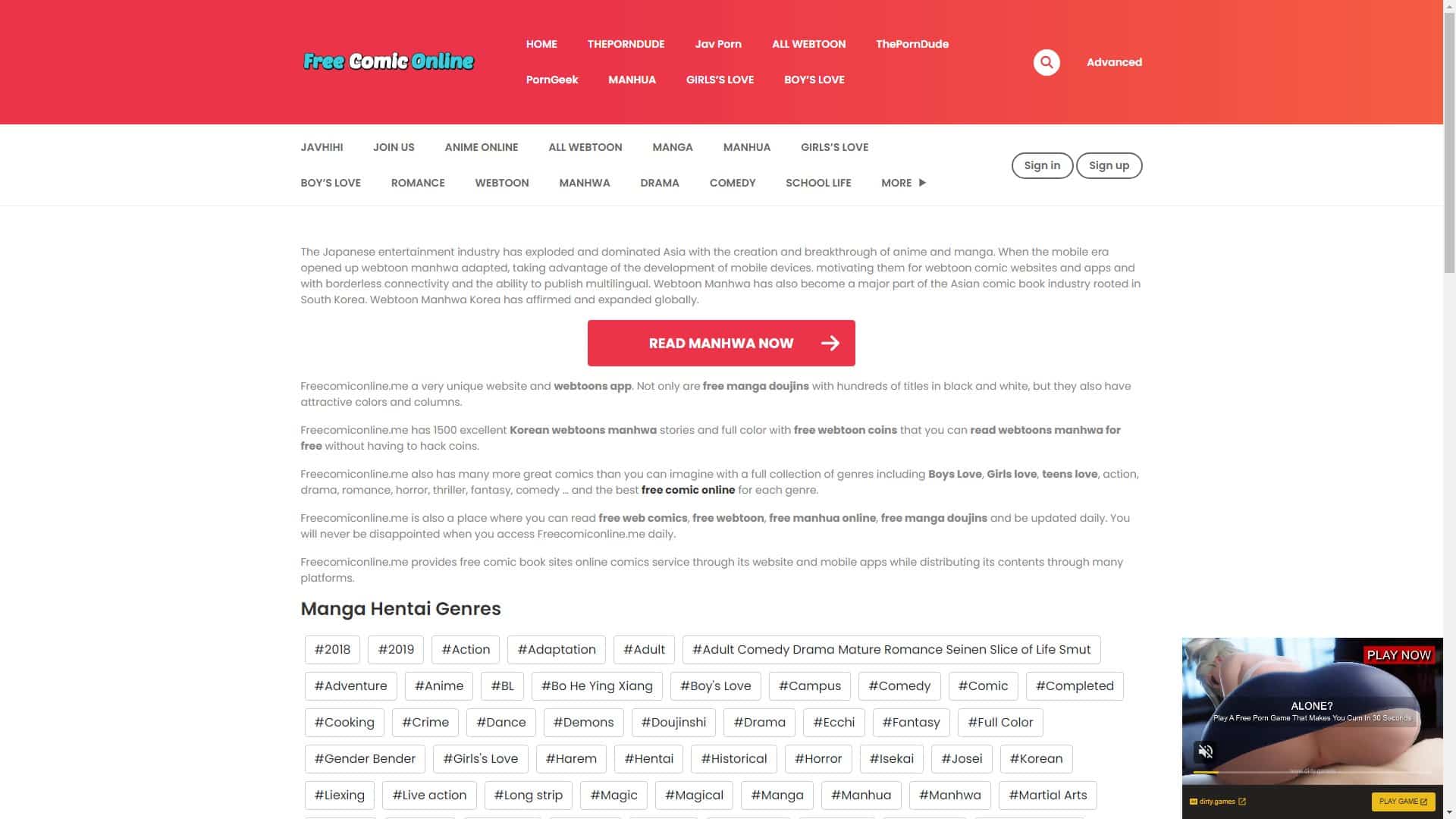 Screenshot of Freecomiconline.Me