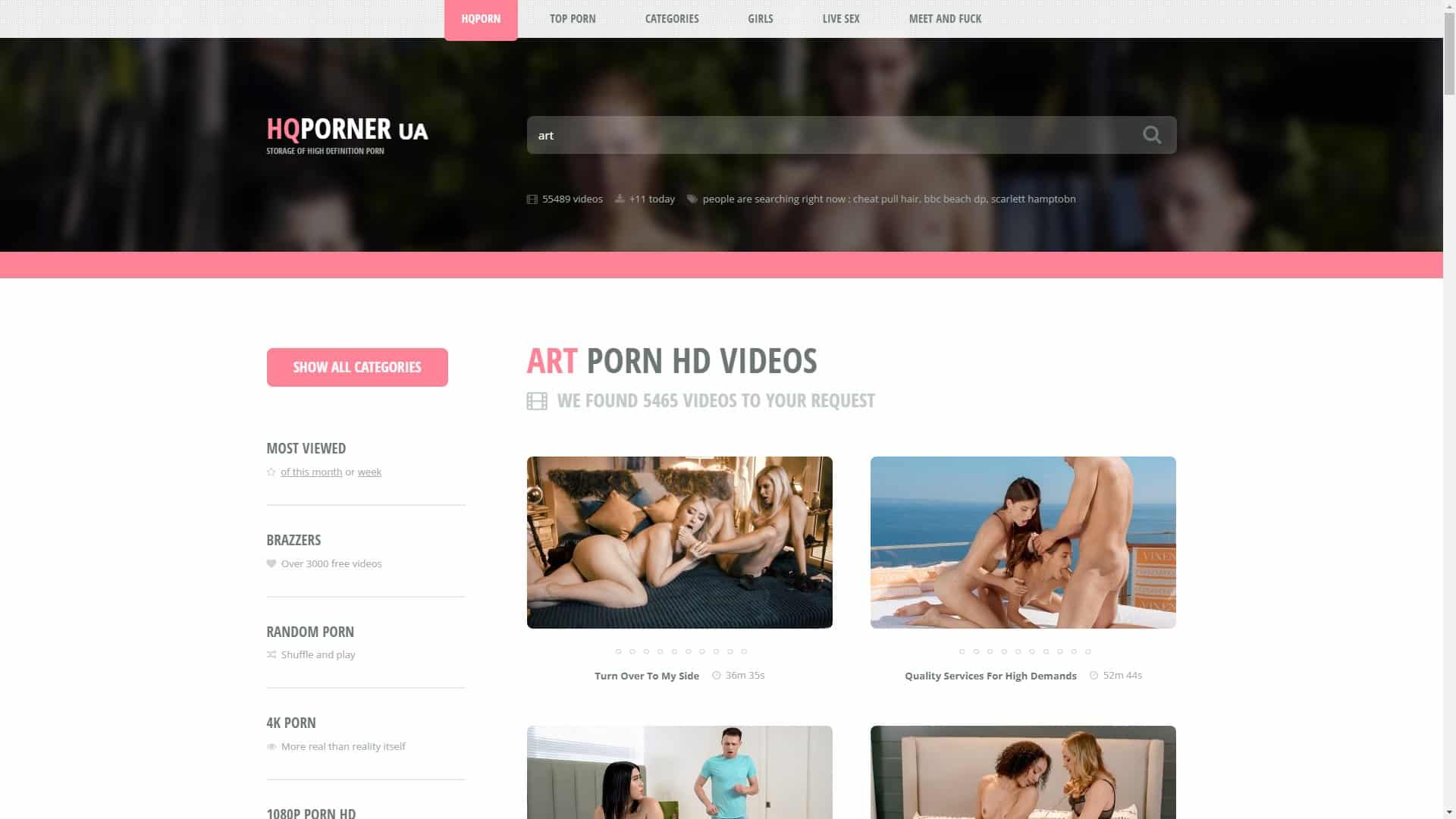 Screenshot of Hqporner Art Porn