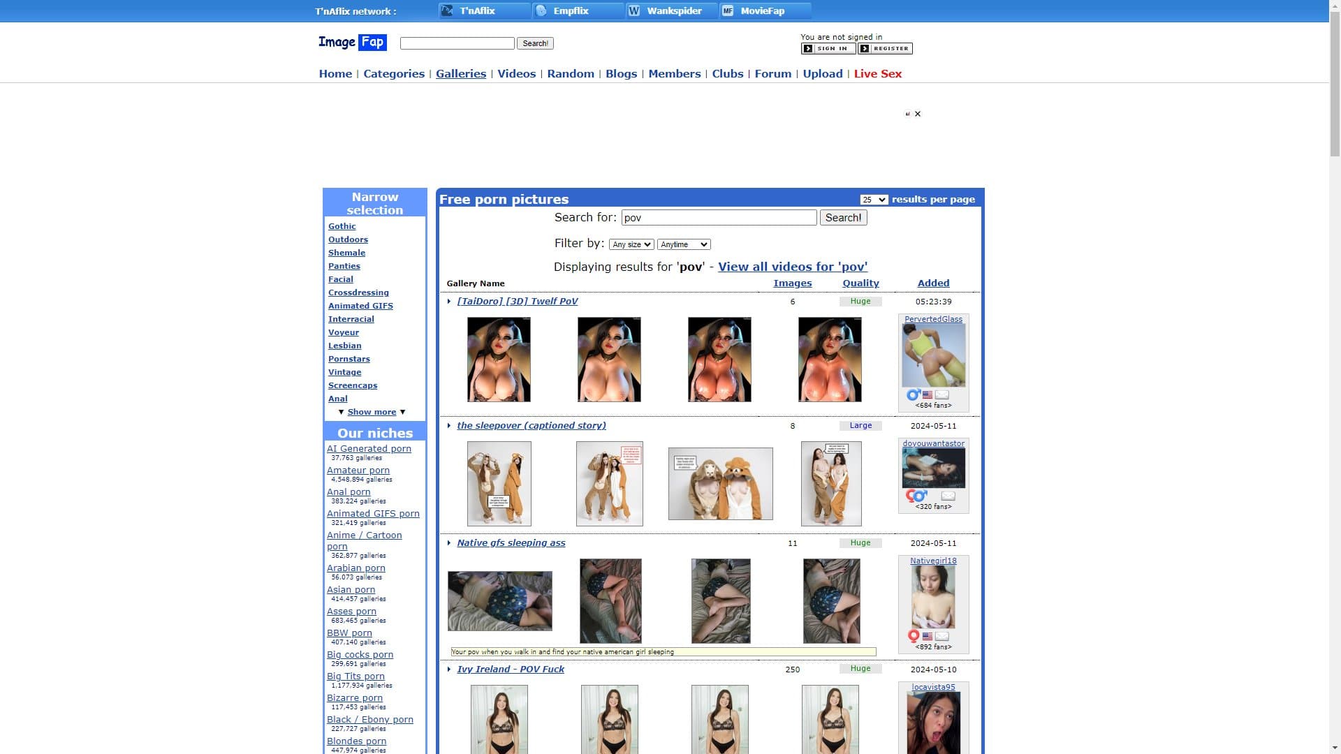 Screenshot of Imagefap Pov