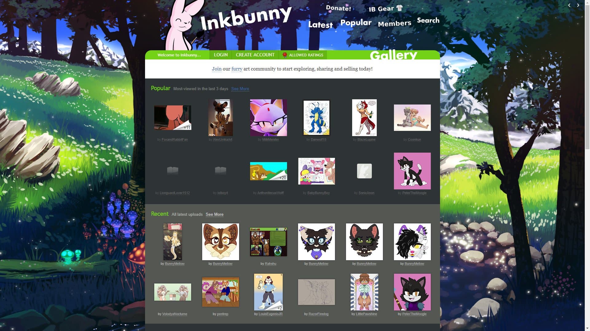 Screenshot of Inkbunny