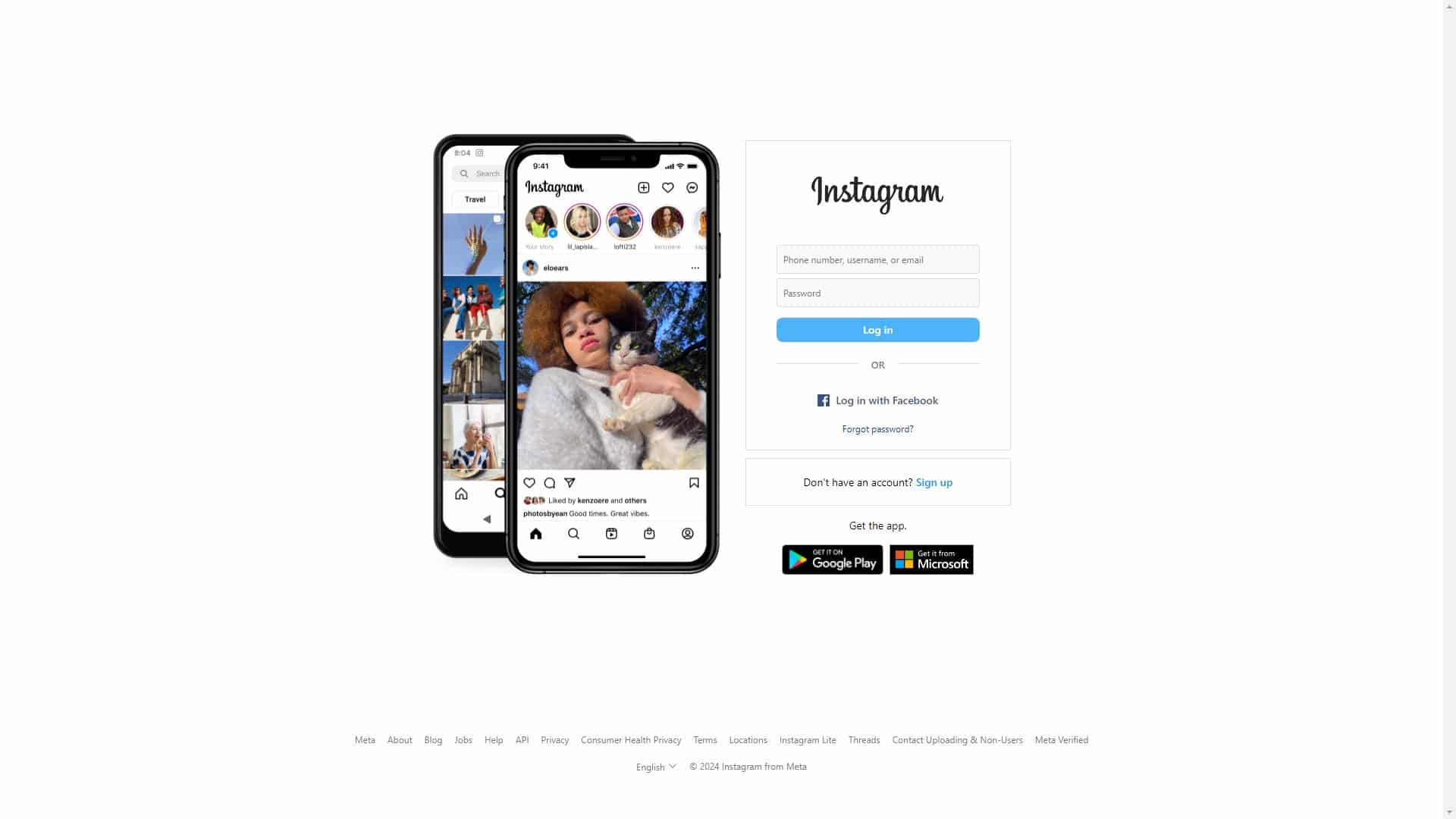 Screenshot of Instagram