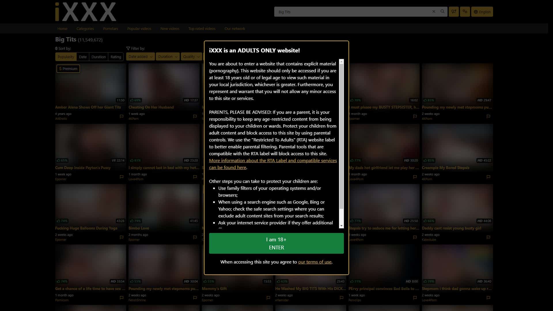 Screenshot of Ixxx Big Tits