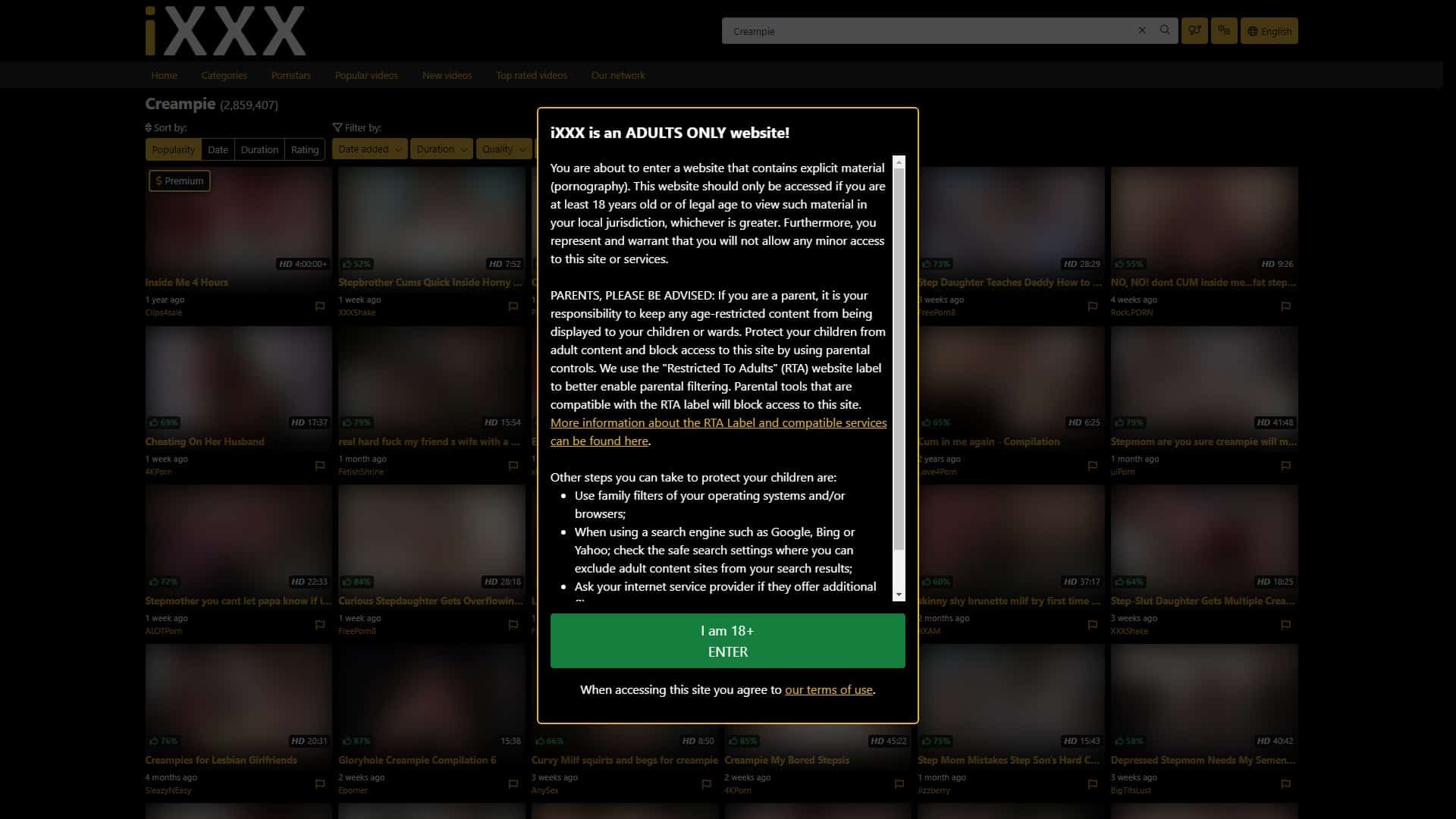 Screenshot of Ixxx Creampie