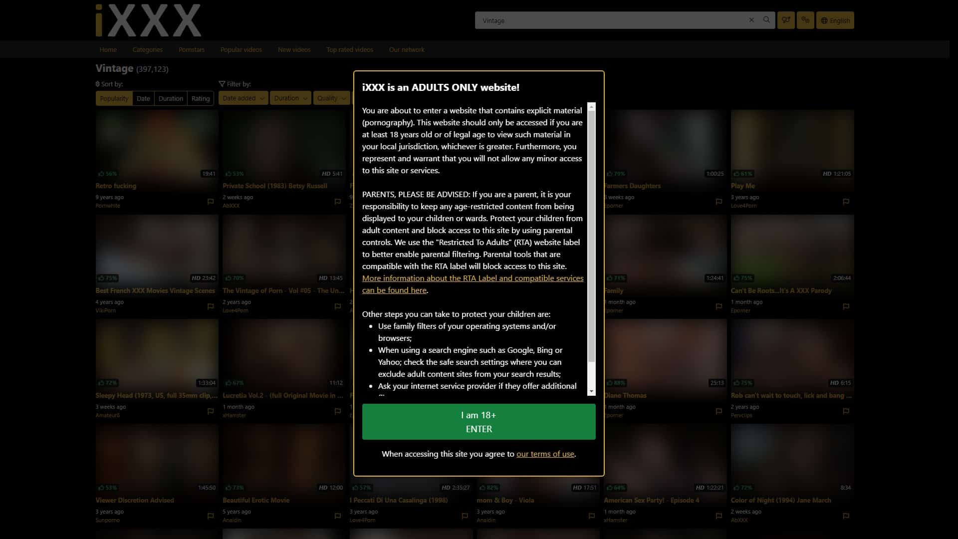 Screenshot of Ixxx Vintage