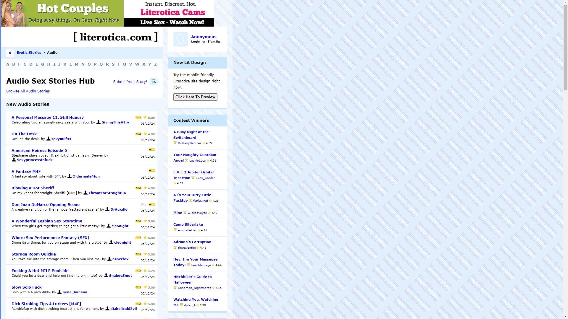 Screenshot of Literotica Audio