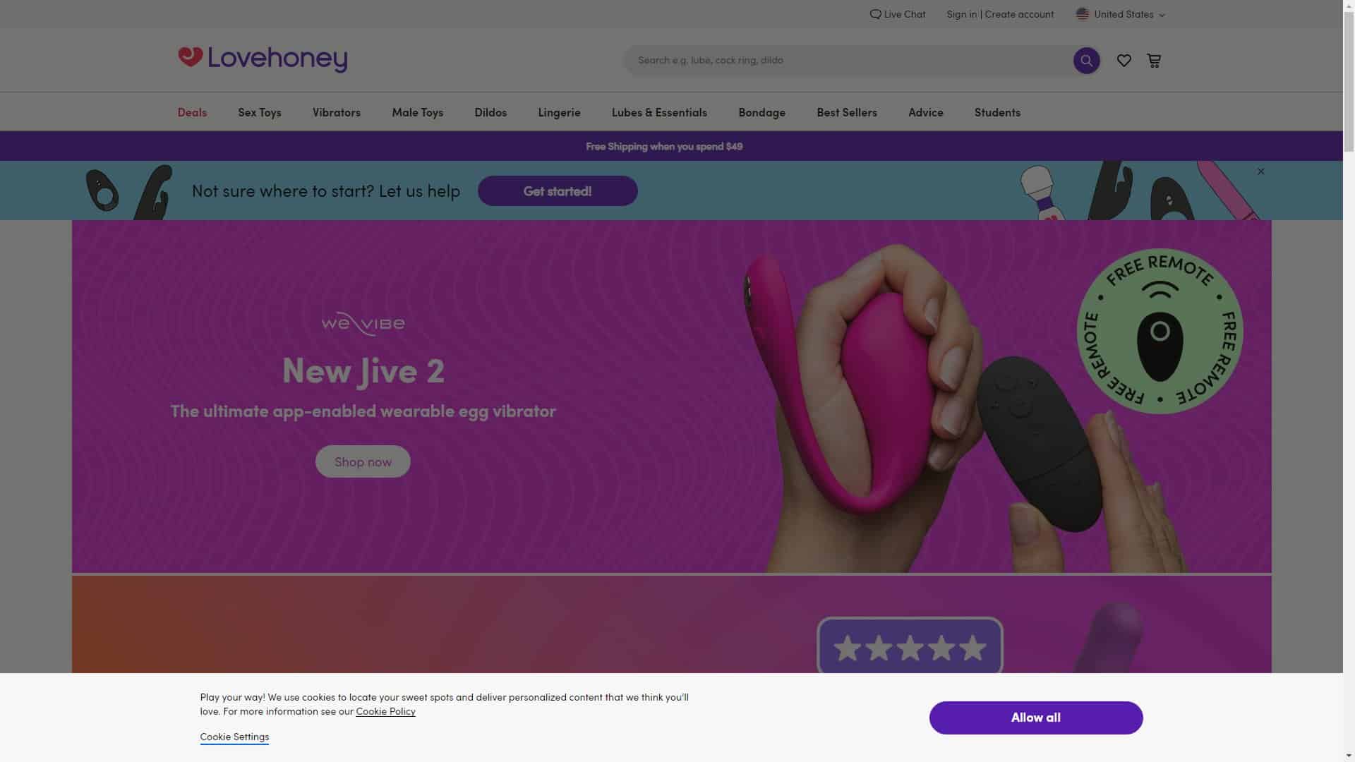 Screenshot of Lovehoney