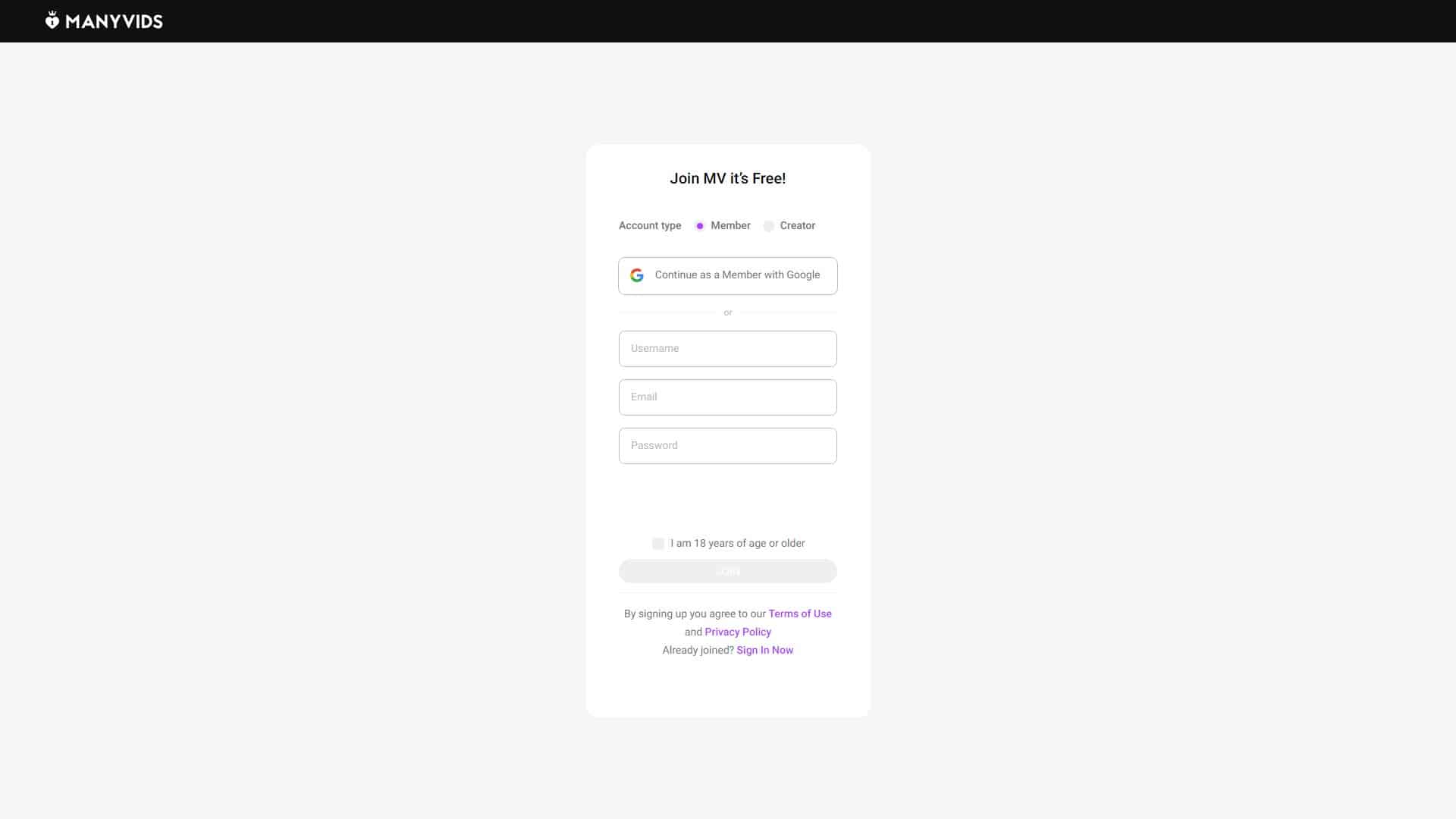 Screenshot of Manyvids