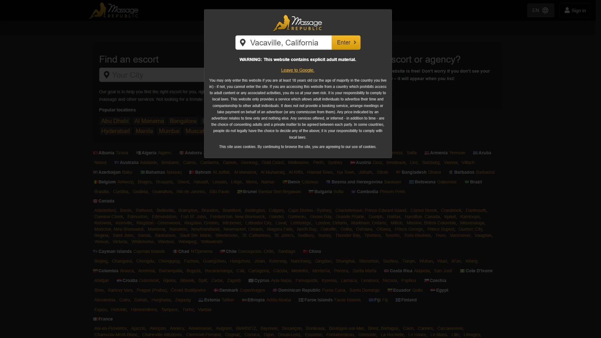Screenshot of Massage Republic