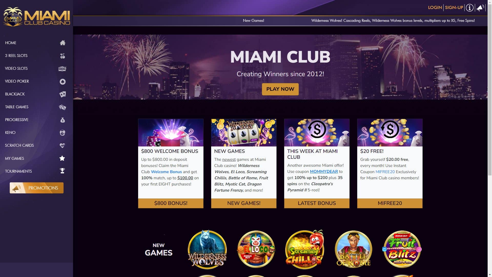 Screenshot of Miami Club Casino