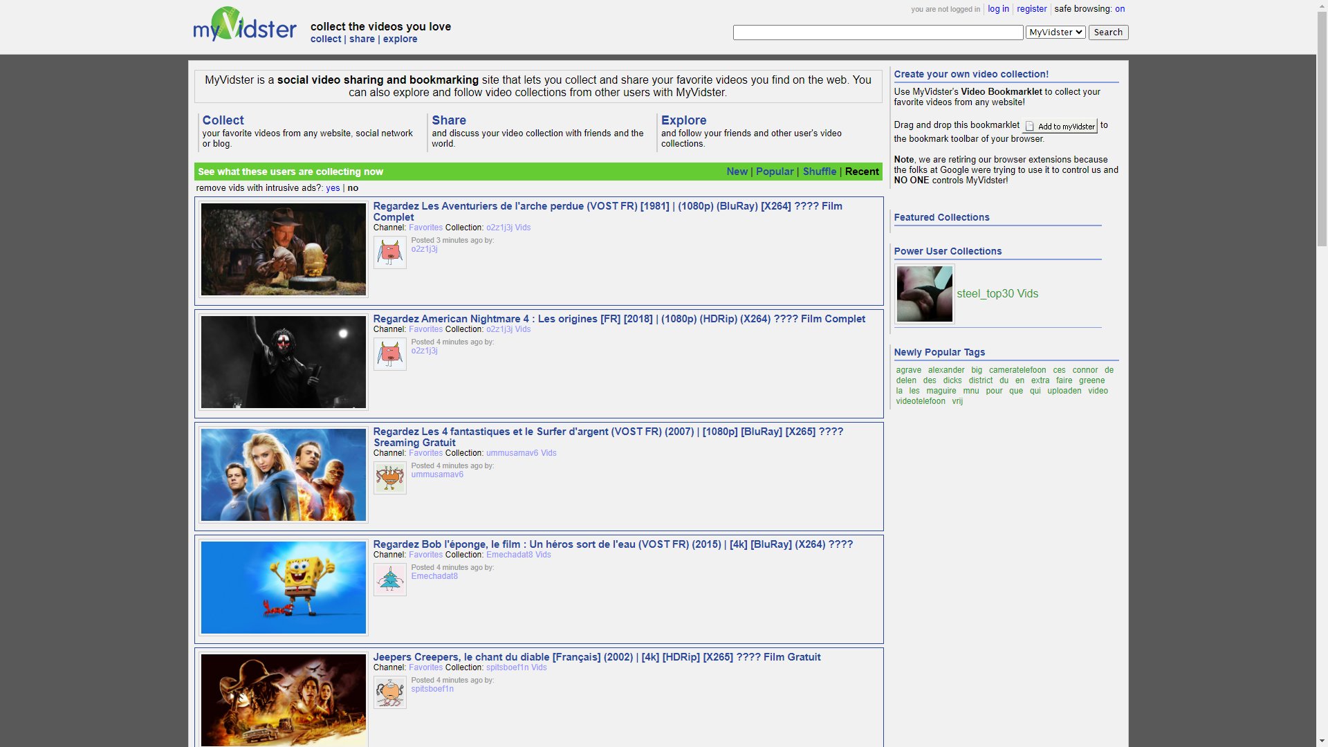 Screenshot of Myvidster