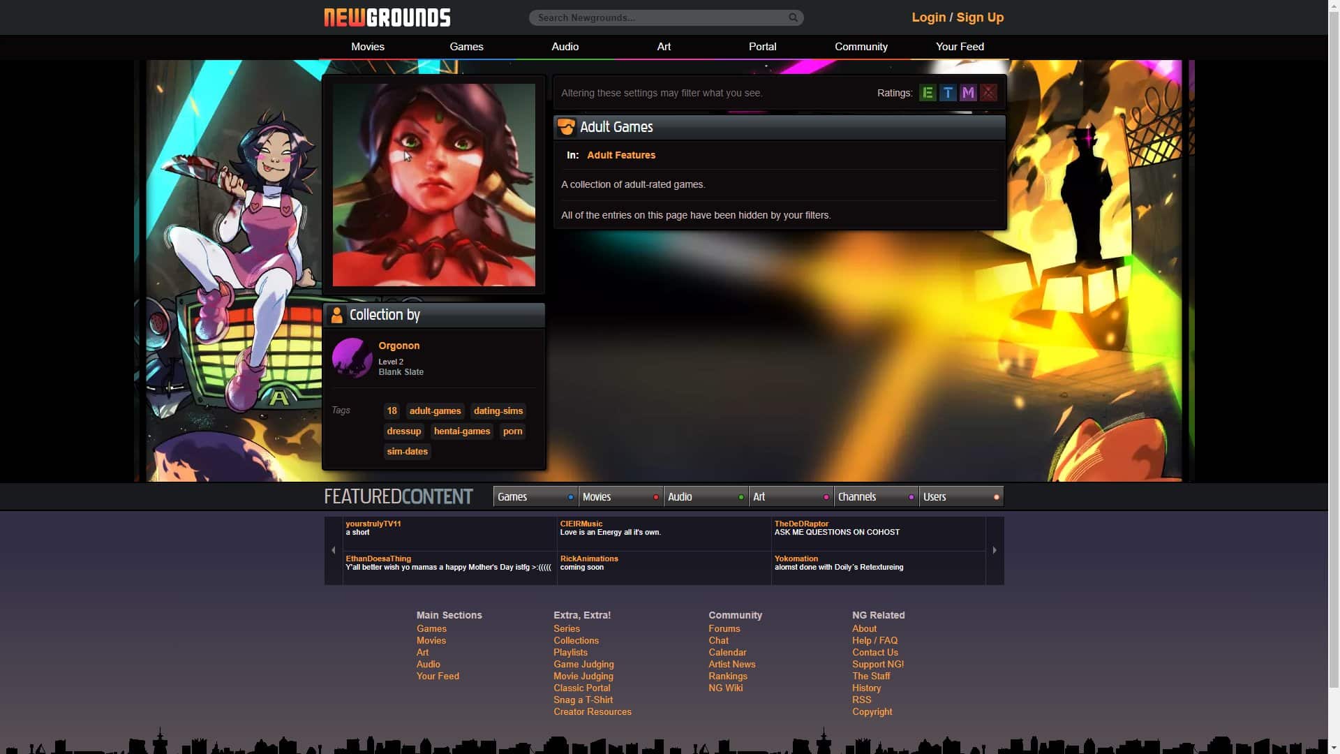 Screenshot of Newgrounds Adult Games