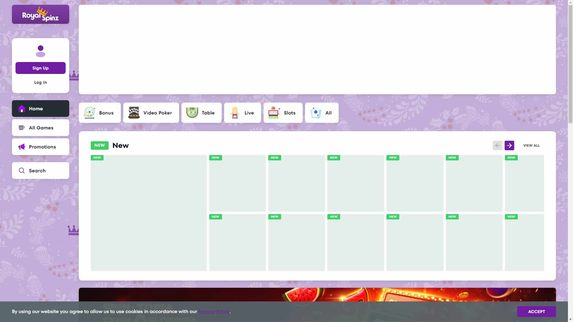 Screenshot of Onespincasino