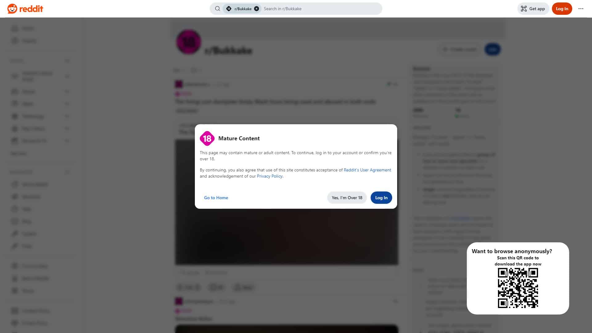 Screenshot of Reddit Bukkake