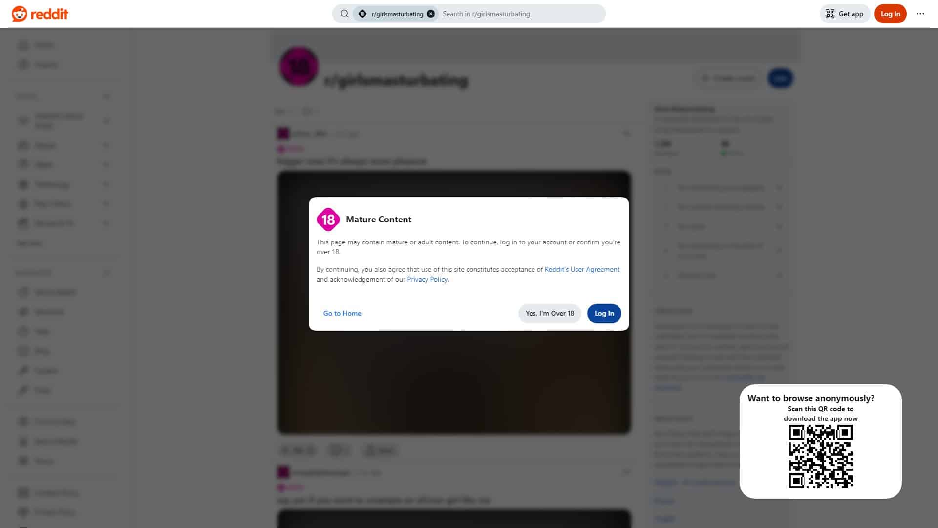Screenshot of Reddit Girls Masturbating