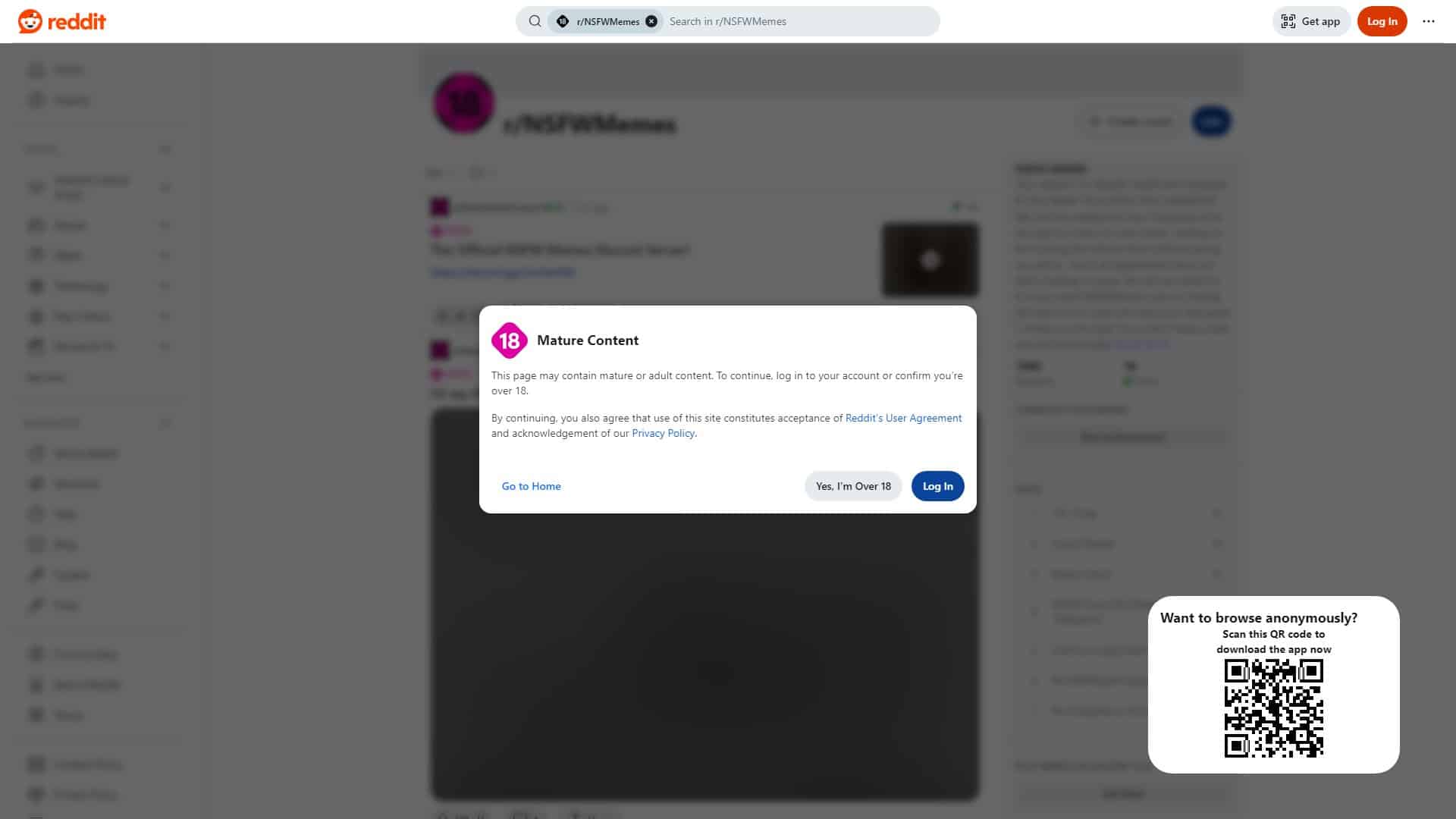 Screenshot of Reddit Nsfw Memes