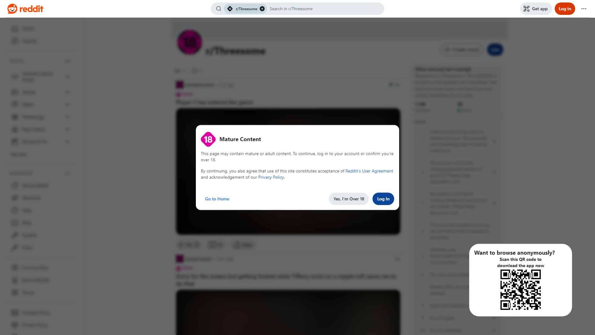 Screenshot of Reddit Threesome