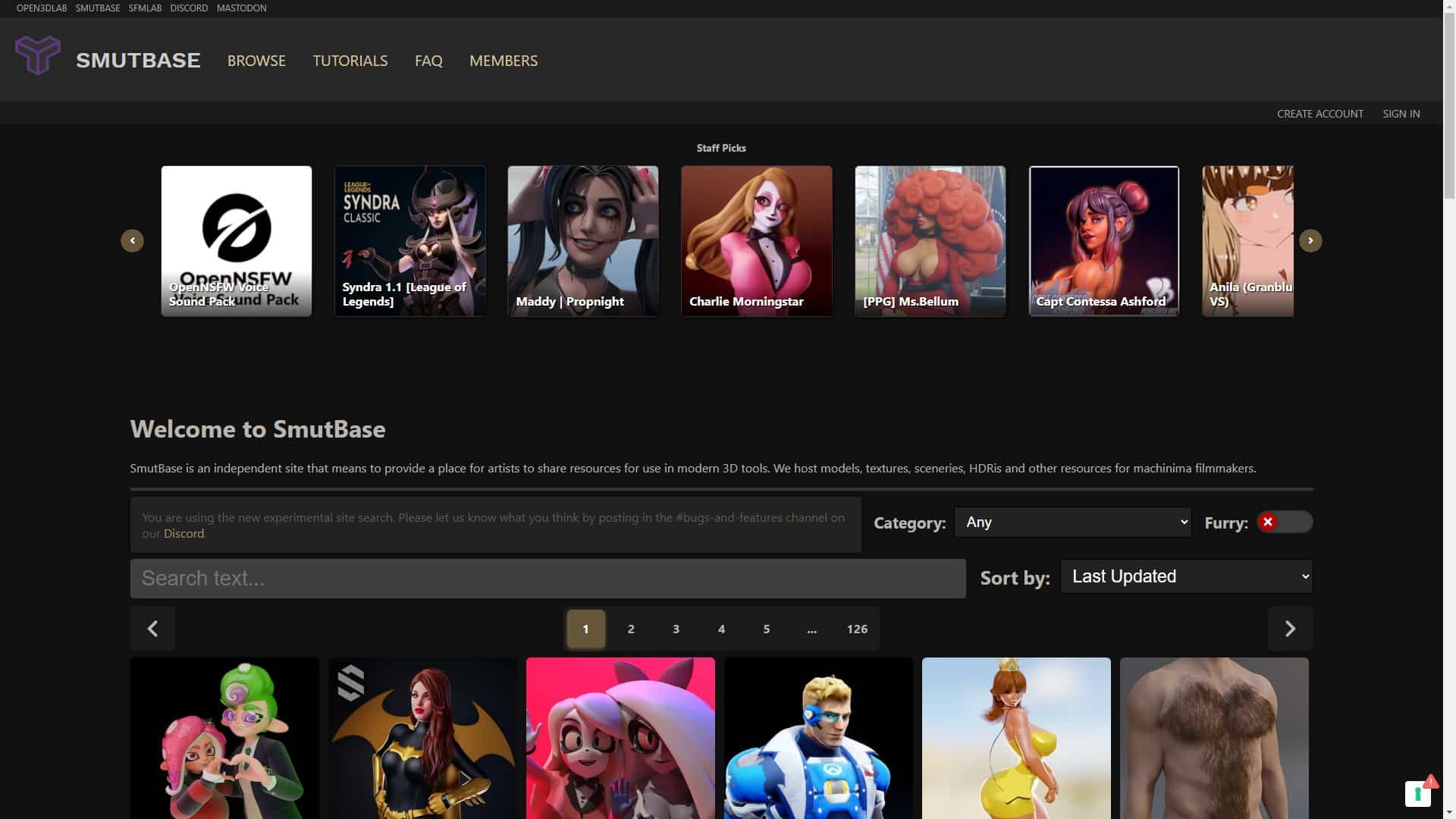 Screenshot of Smutbase