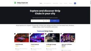 This is the : Stripclublist-homepage