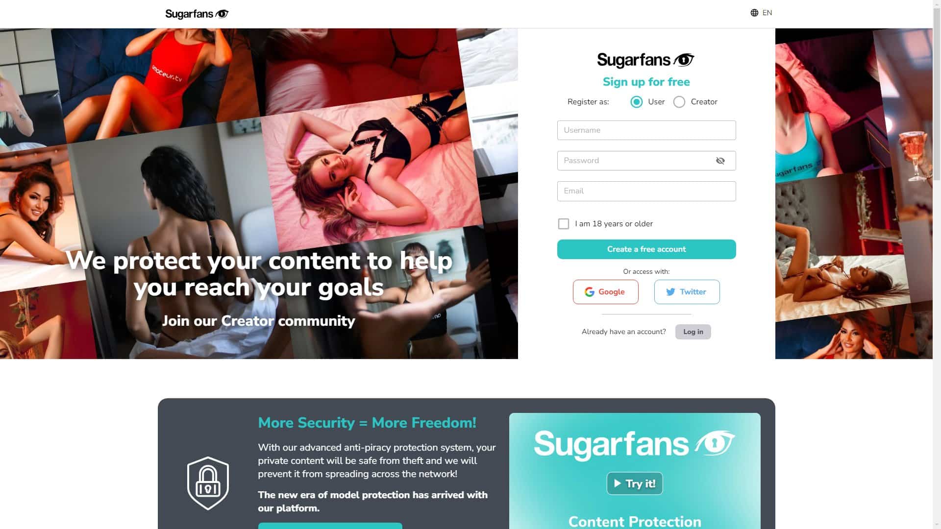 Screenshot of Sugarfans