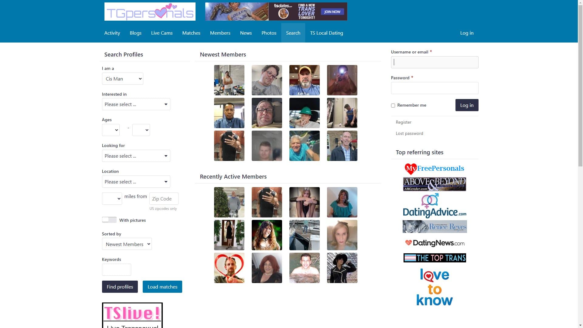 Screenshot of Tgpersonals