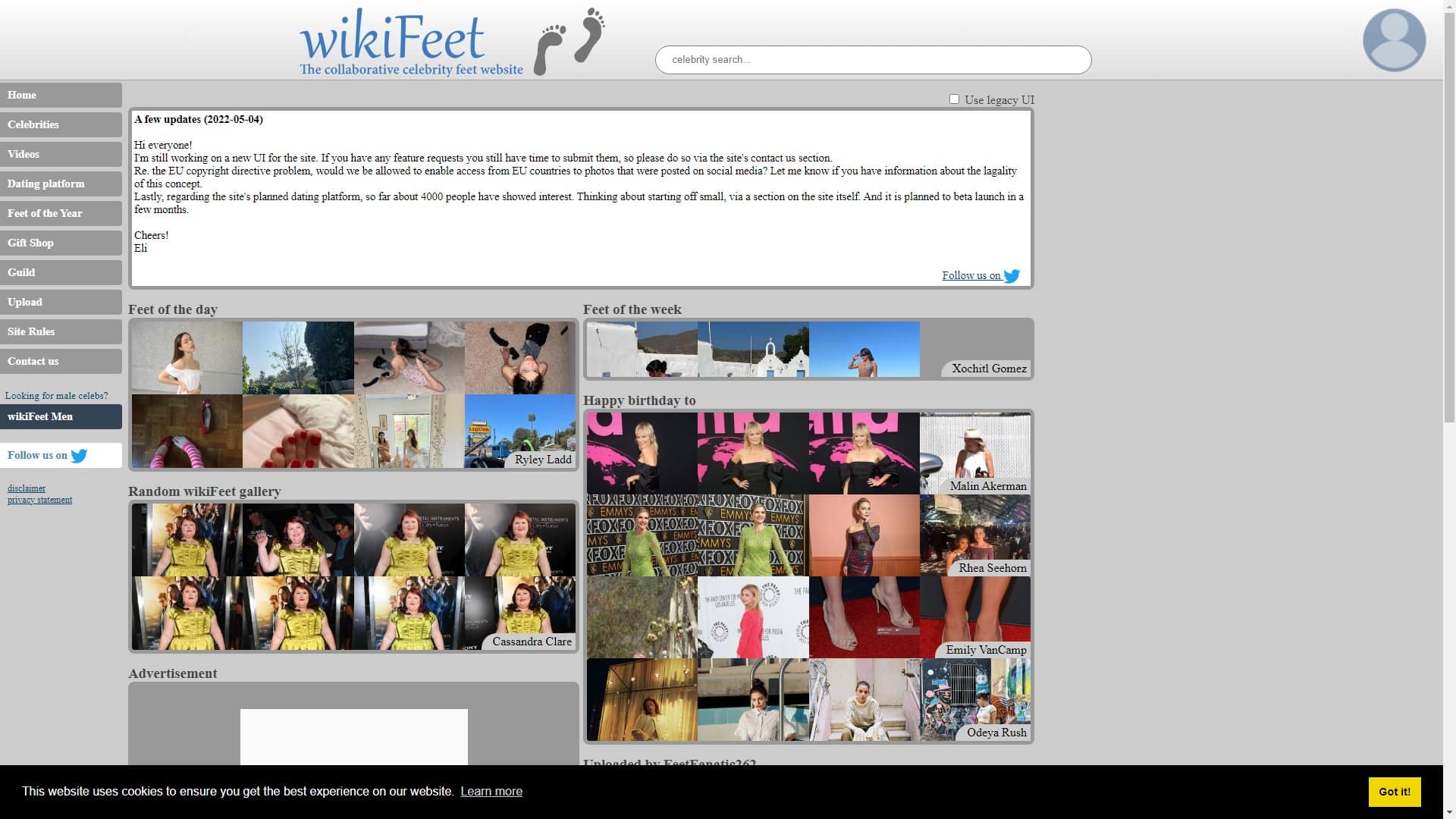 Screenshot of Wikifeet
