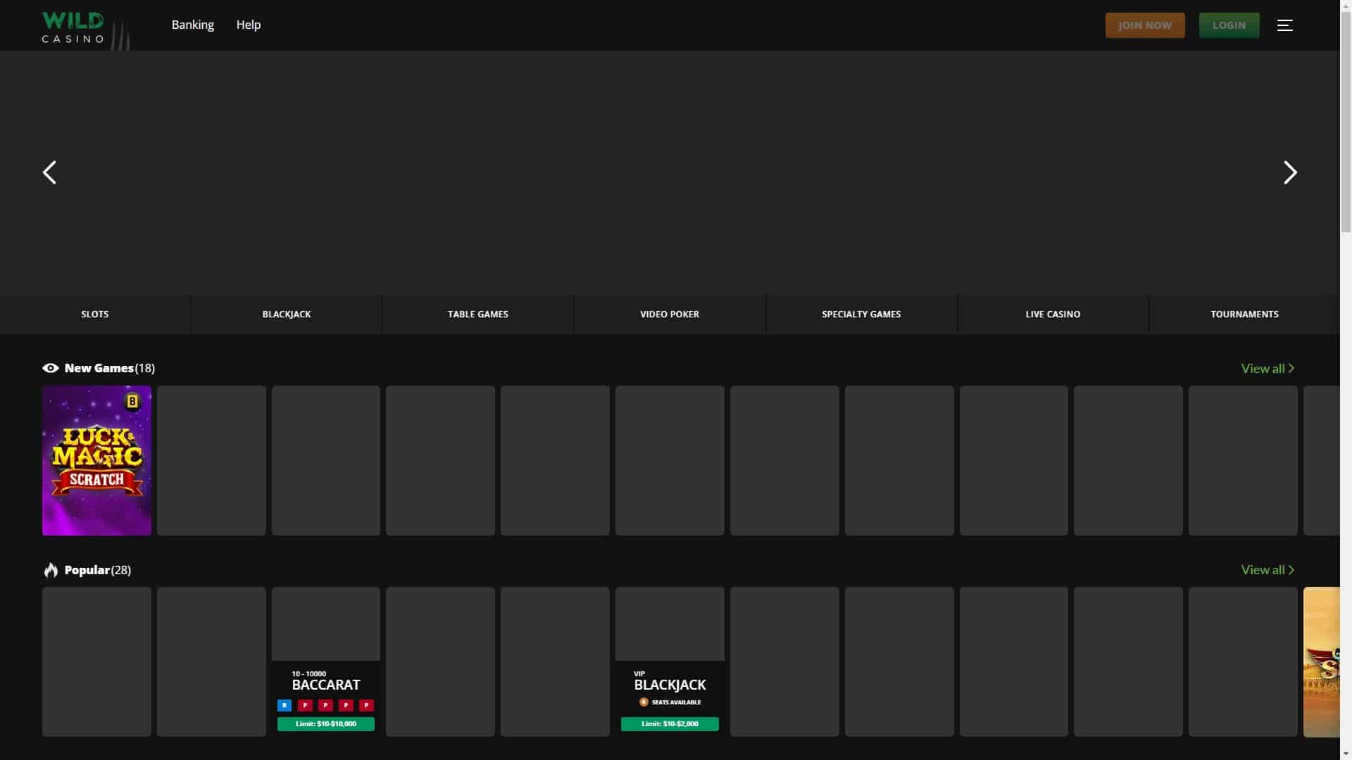 Screenshot of Wild Casino