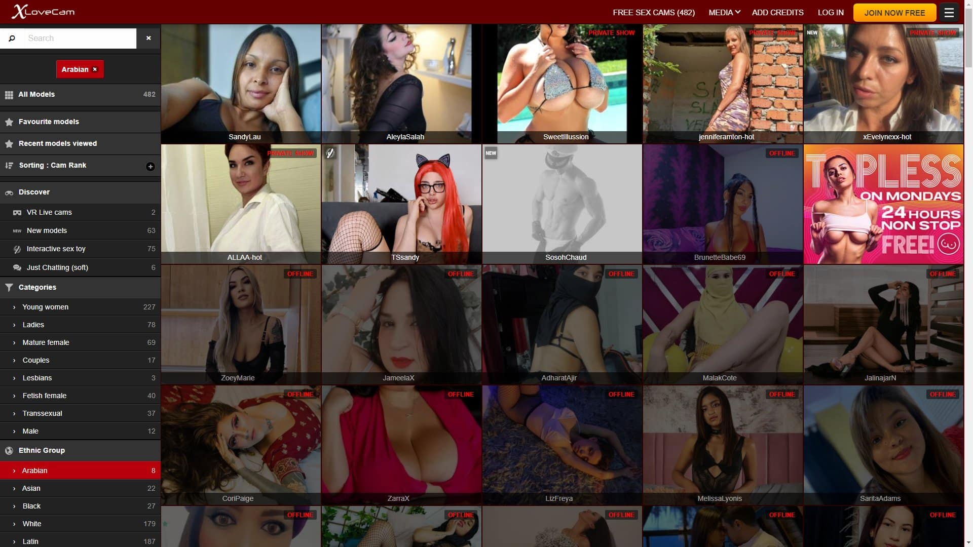 Screenshot of Xlovecam Arabian
