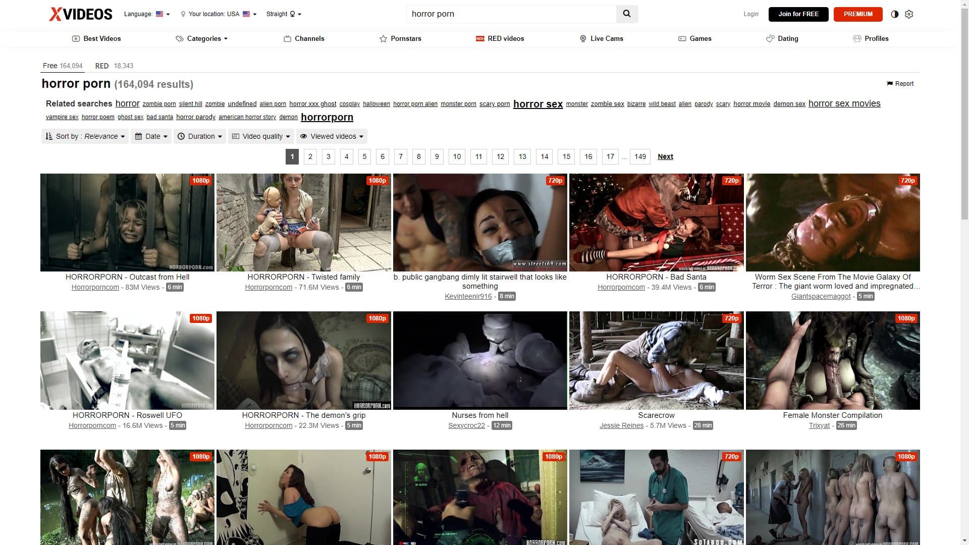 Screenshot of Xvideos Horror Porn